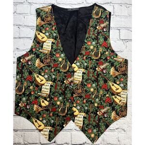 On Tour Vintage‎ Christmas Vest Musician Musical Music Notes French Horn Large?